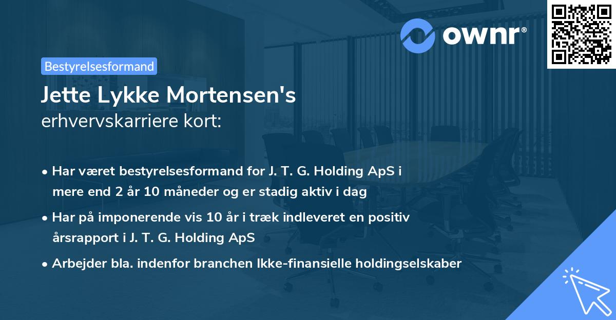 Jette Lykke Mortensen's erhvervskarriere kort