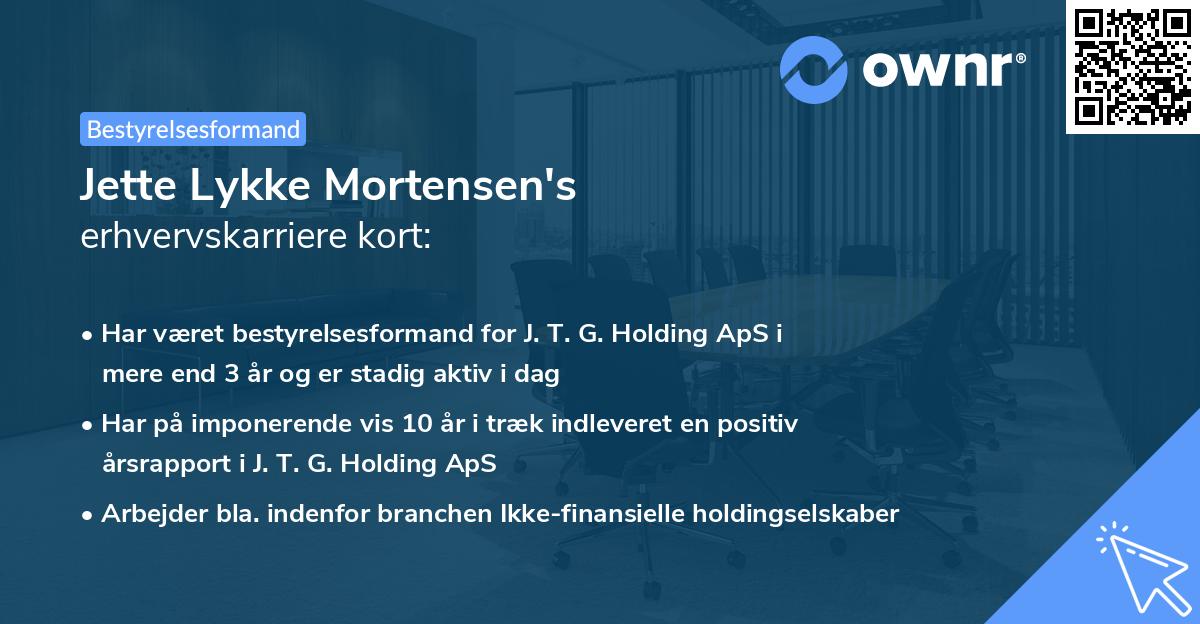 Jette Lykke Mortensen's erhvervskarriere kort