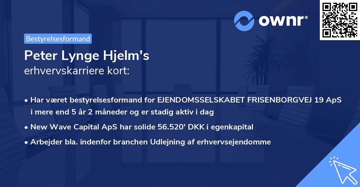 Peter Lynge Hjelm's erhvervskarriere kort