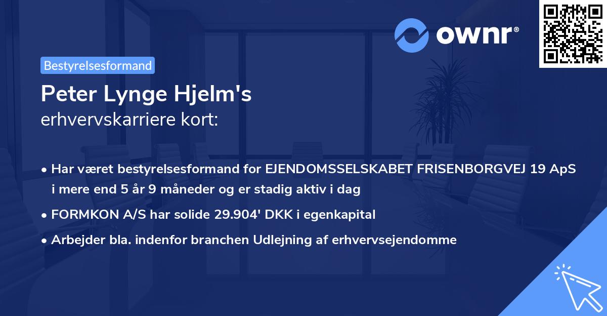 Peter Lynge Hjelm's erhvervskarriere kort