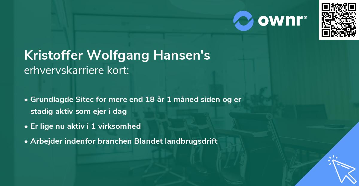 Kristoffer Wolfgang Hansen's erhvervskarriere kort