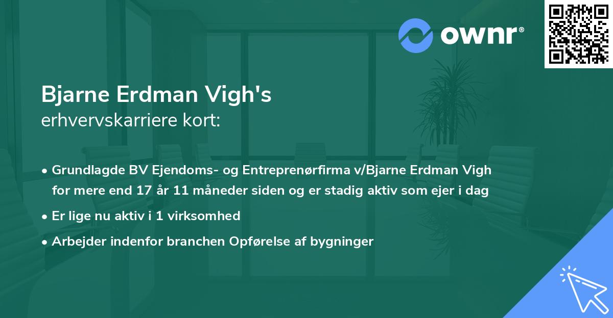 Bjarne Erdman Vigh's erhvervskarriere kort