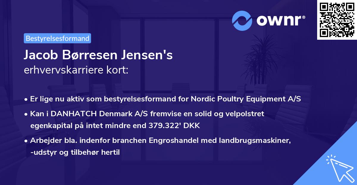 Jacob Børresen Jensen's erhvervskarriere kort
