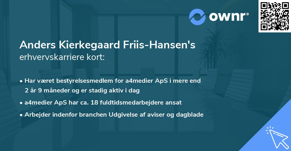 Anders Kierkegaard Friis-Hansen's erhvervskarriere kort