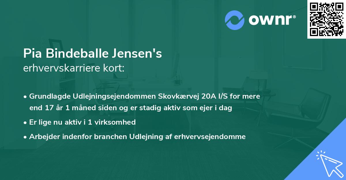 Pia Bindeballe Jensen's erhvervskarriere kort