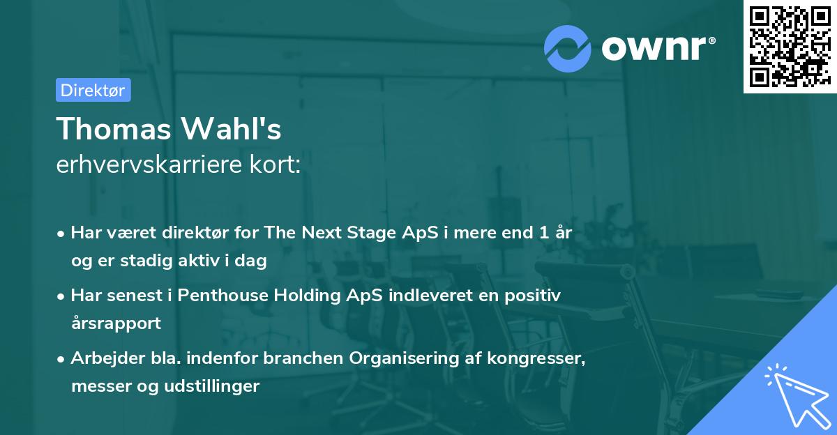 Thomas Wahl's erhvervskarriere kort