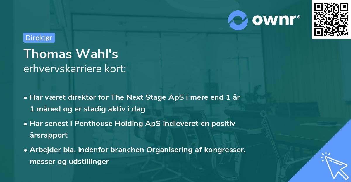 Thomas Wahl's erhvervskarriere kort