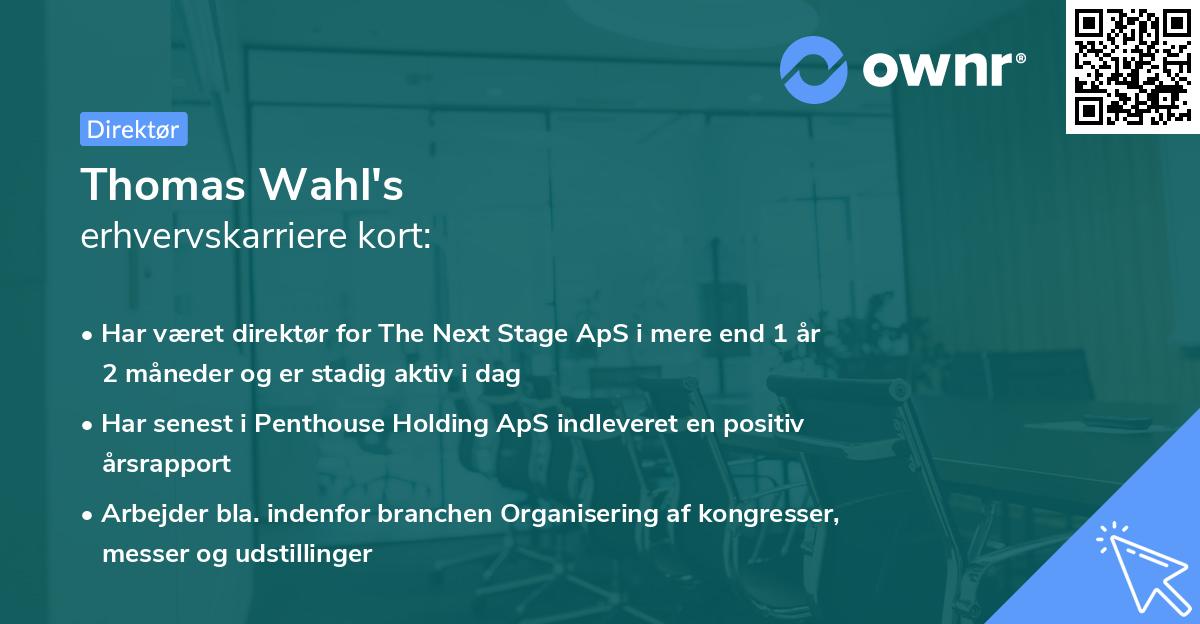 Thomas Wahl's erhvervskarriere kort