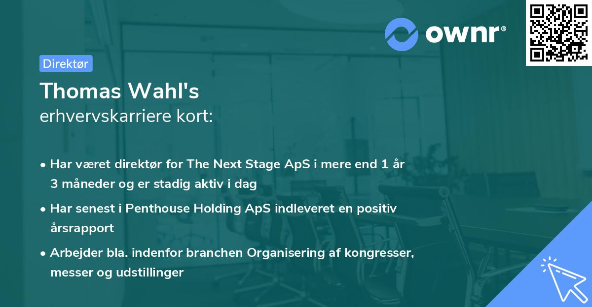 Thomas Wahl's erhvervskarriere kort