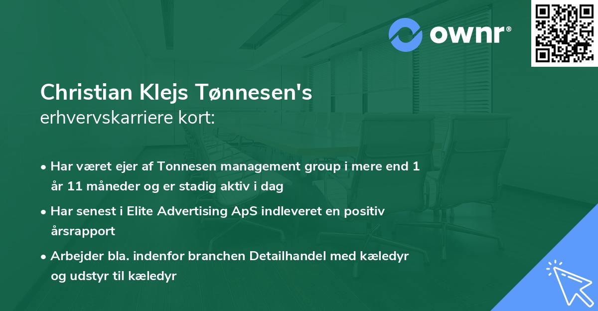Christian Klejs Tønnesen's erhvervskarriere kort