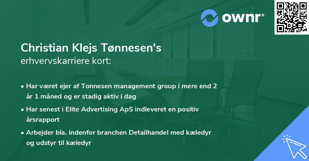 Christian Klejs Tønnesen's erhvervskarriere kort