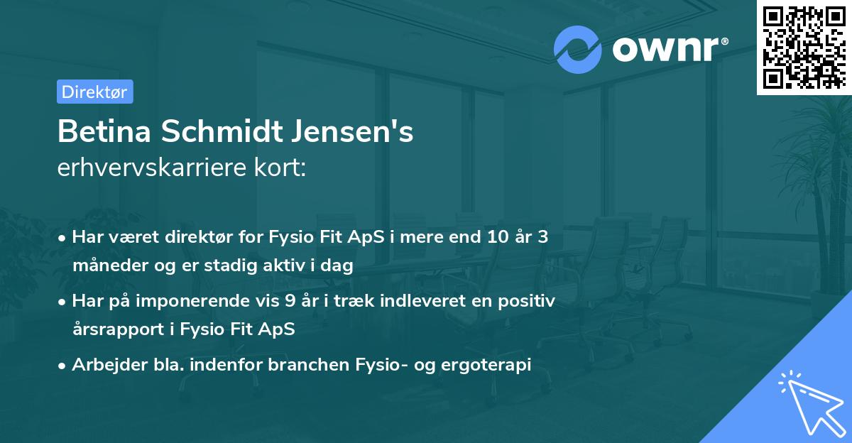 Betina Schmidt Jensen's erhvervskarriere kort