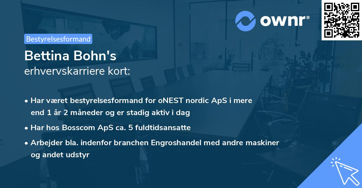 Bettina Bohn's erhvervskarriere kort