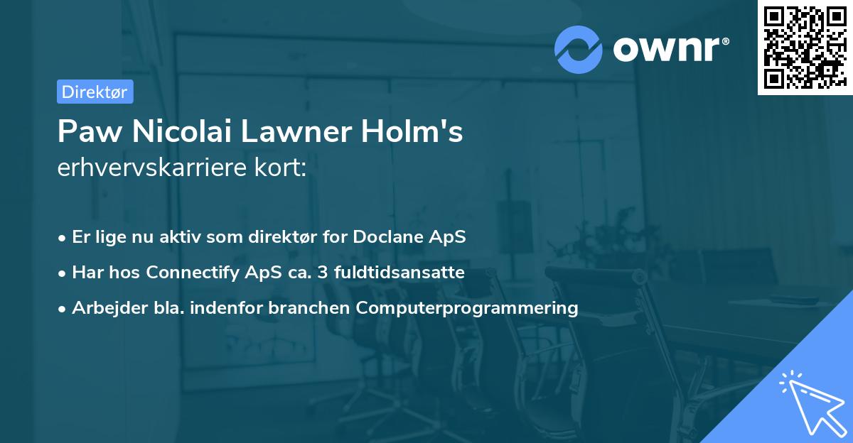 Paw Nicolai Lawner Holm's erhvervskarriere kort