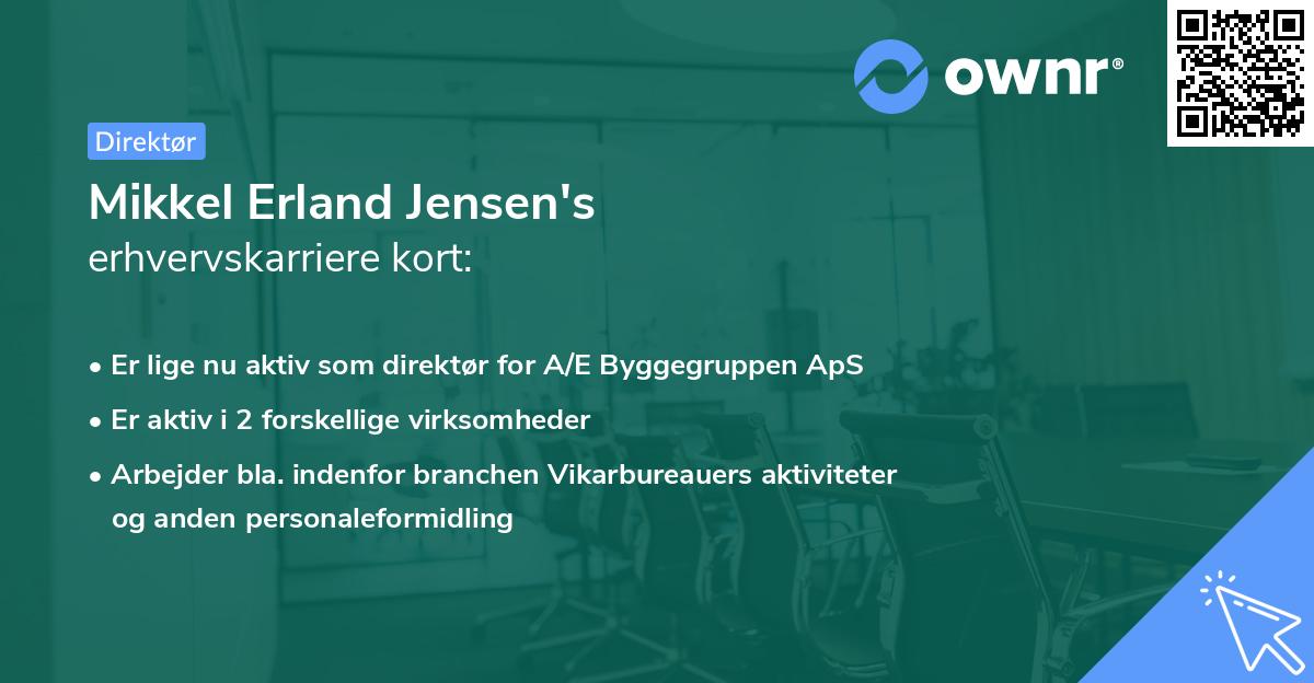 Mikkel Erland Jensen's erhvervskarriere kort