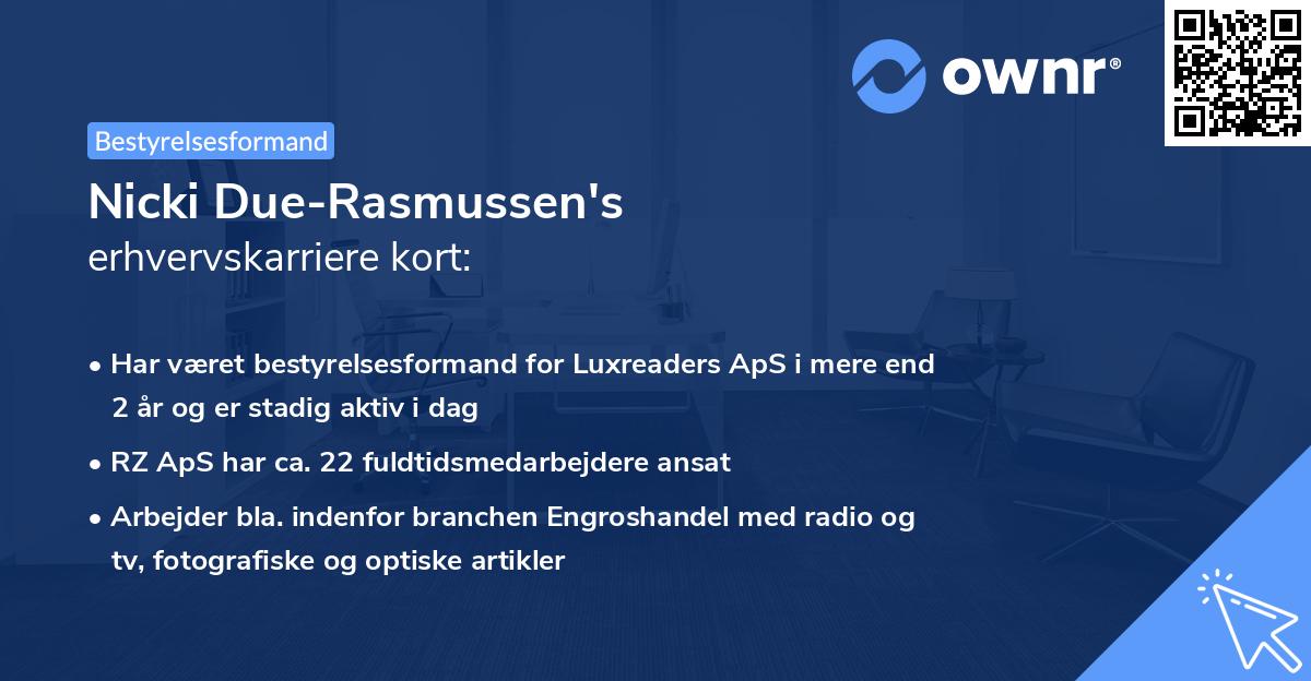 Nicki Due-Rasmussen's erhvervskarriere kort