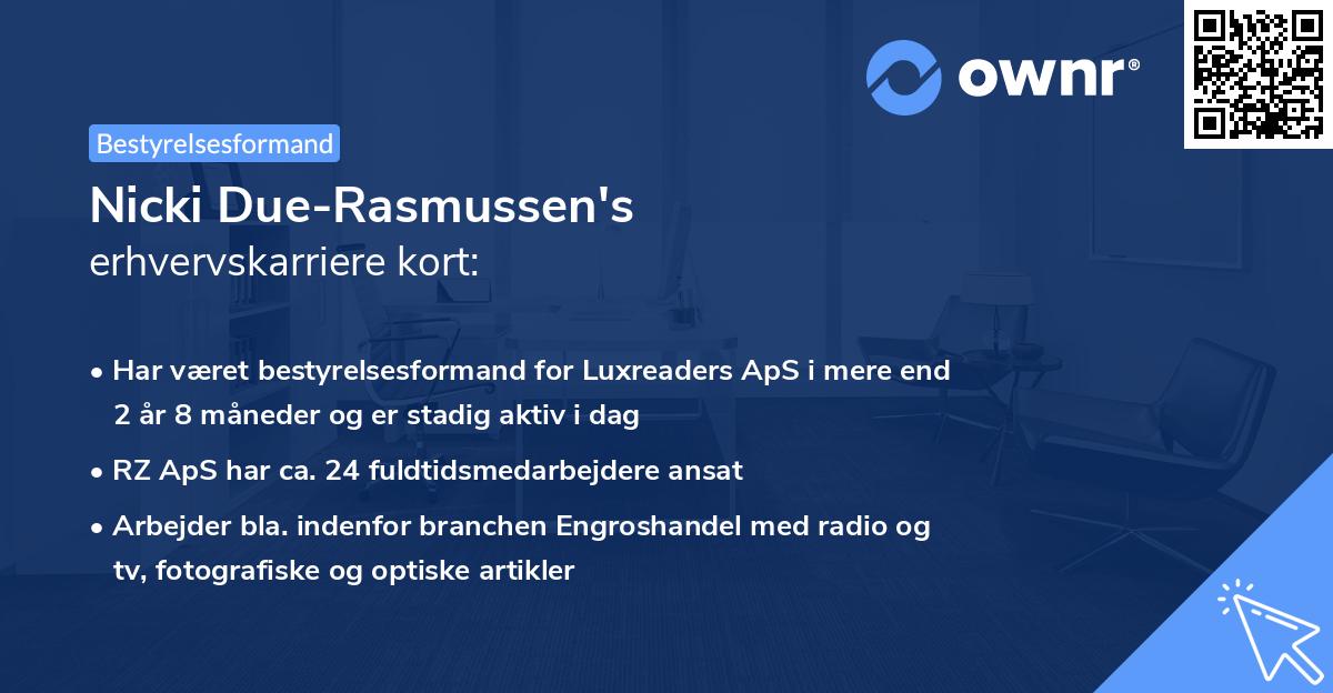 Nicki Due-Rasmussen's erhvervskarriere kort