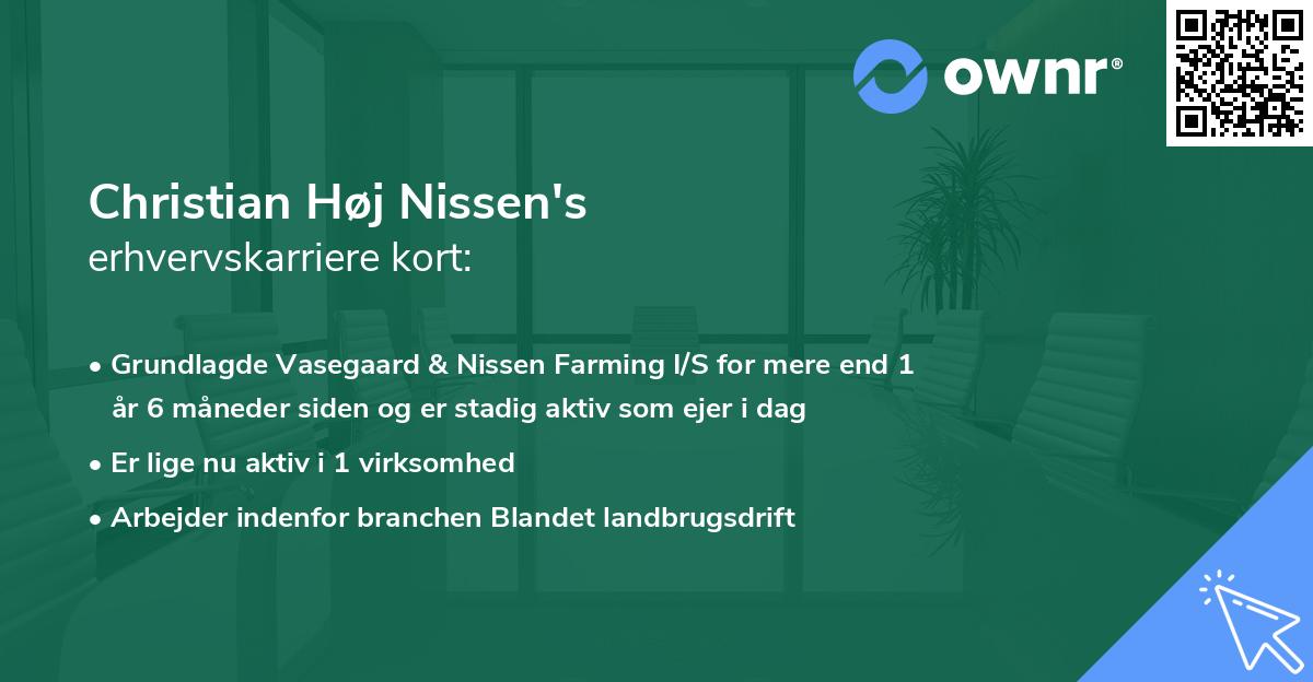 Christian Høj Nissen's erhvervskarriere kort