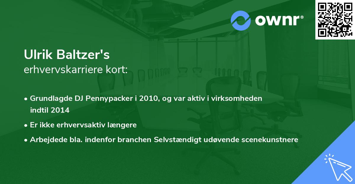Ulrik Baltzer's erhvervskarriere kort