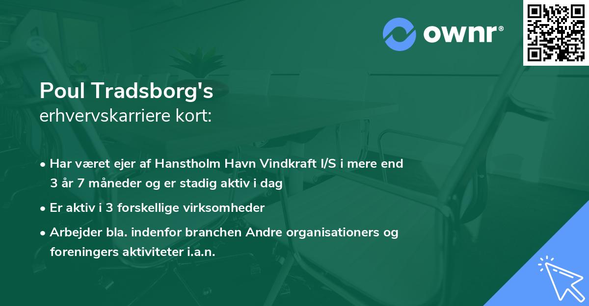 Poul Tradsborg's erhvervskarriere kort