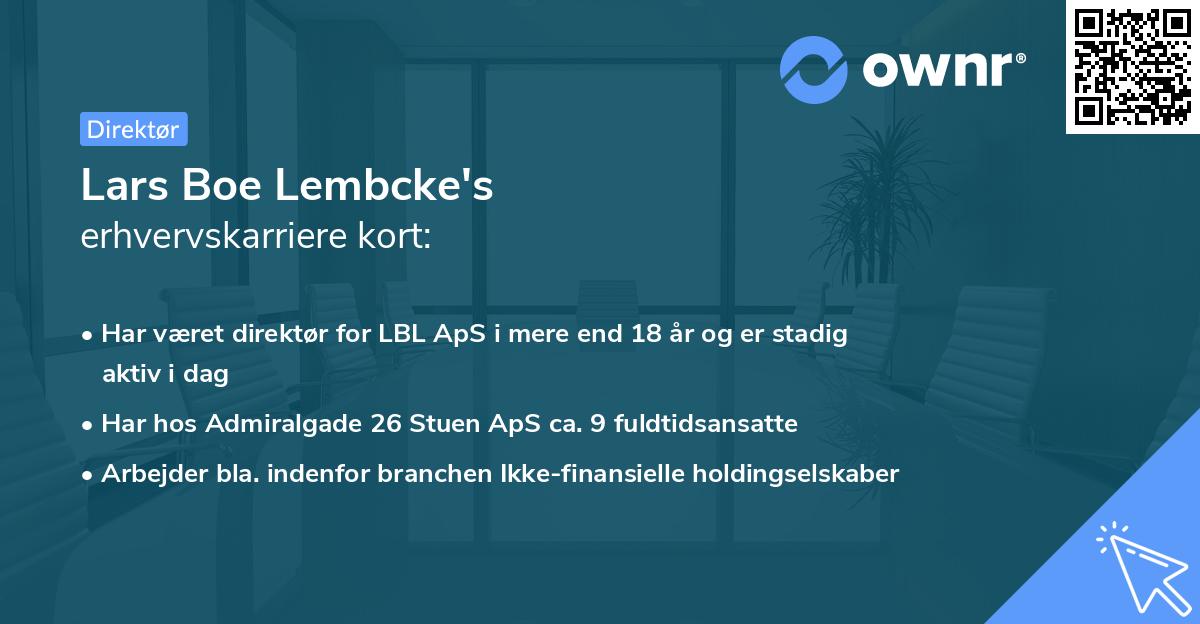 Lars Boe Lembcke's erhvervskarriere kort