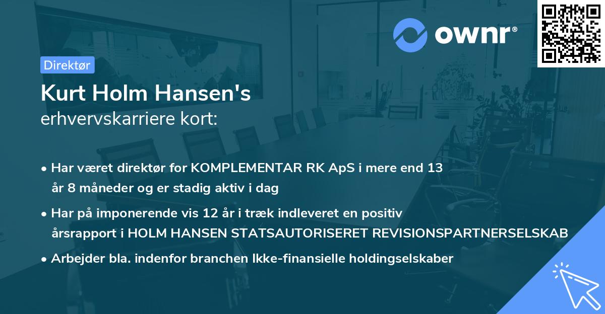 Kurt Holm Hansen's erhvervskarriere kort