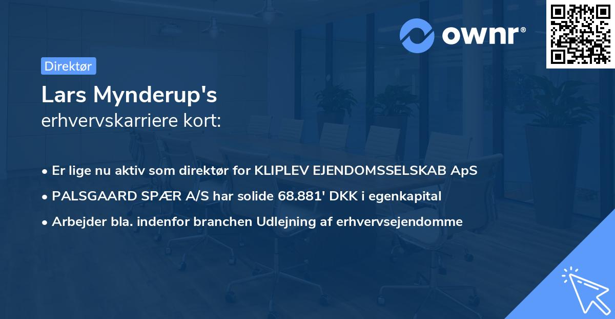 Lars Mynderup's erhvervskarriere kort