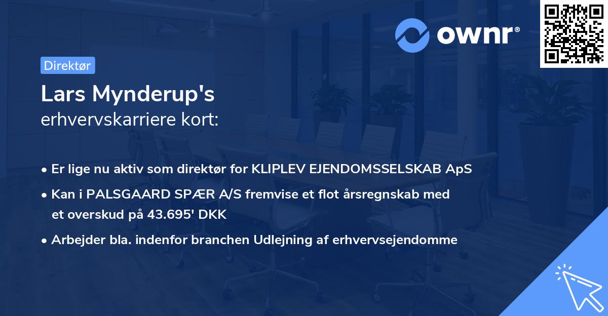 Lars Mynderup's erhvervskarriere kort