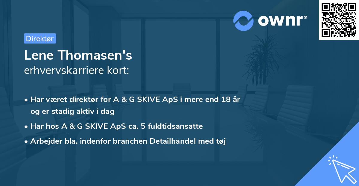 Lene Thomasen's erhvervskarriere kort