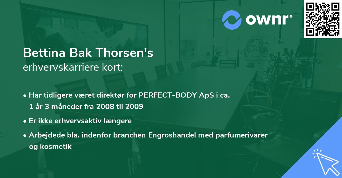 Bettina Bak Thorsen's erhvervskarriere kort