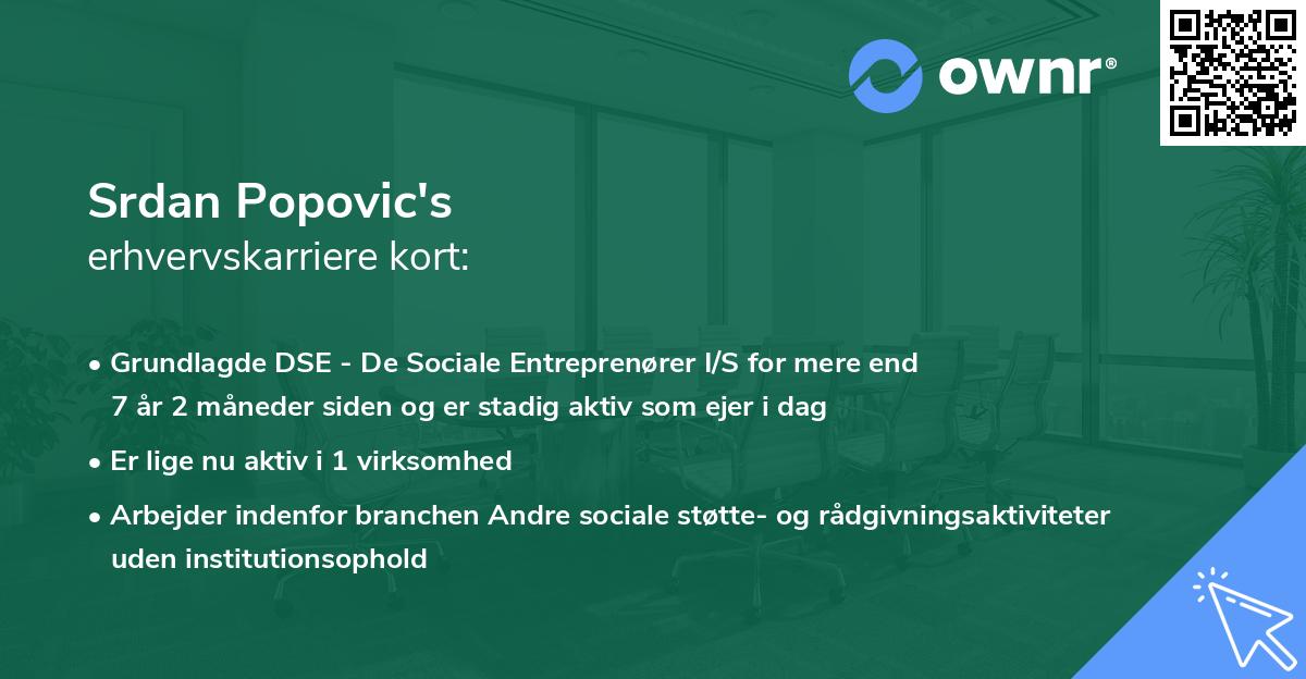 Srdan Popovic's erhvervskarriere kort