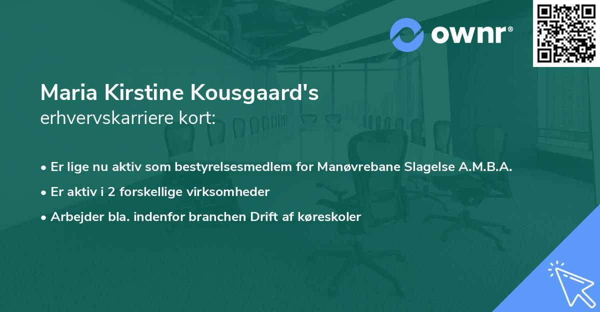 Maria Kirstine Kousgaard's erhvervskarriere kort