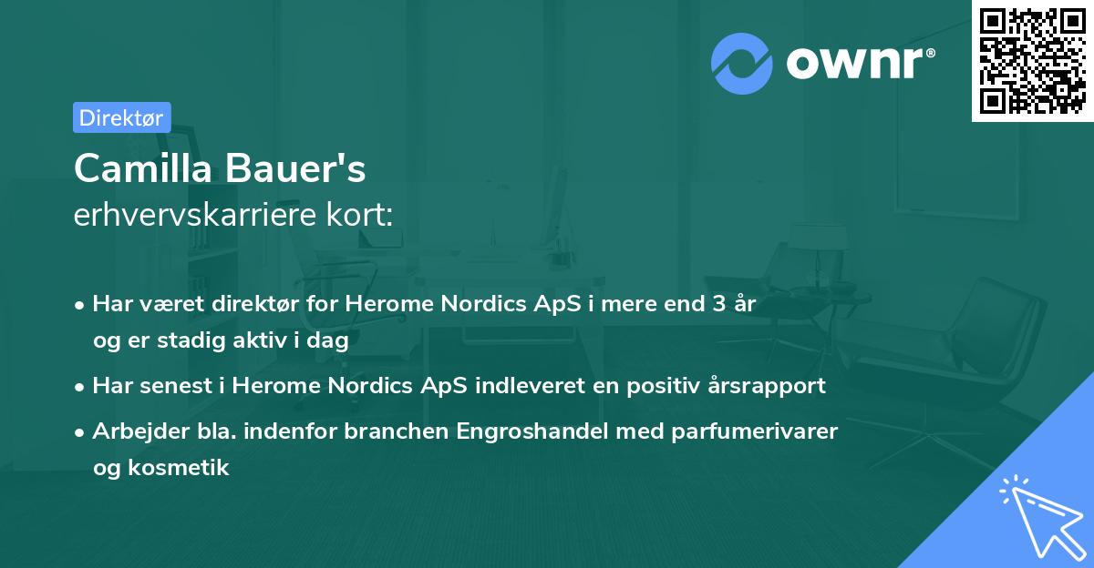 Camilla Bauer's erhvervskarriere kort
