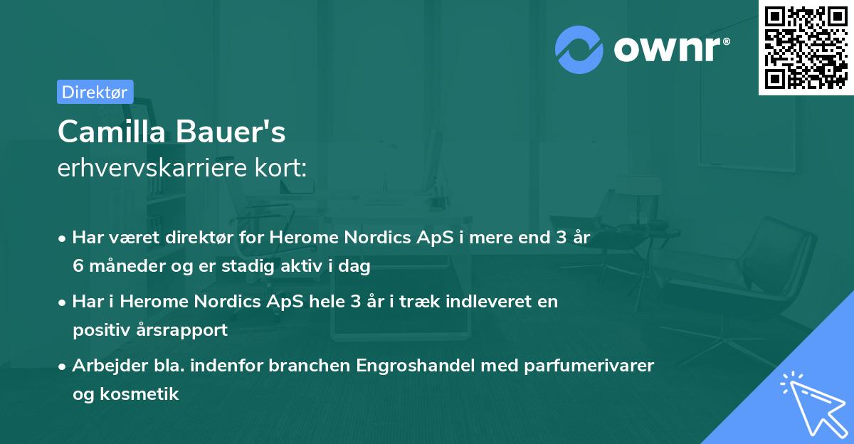 Camilla Bauer's erhvervskarriere kort