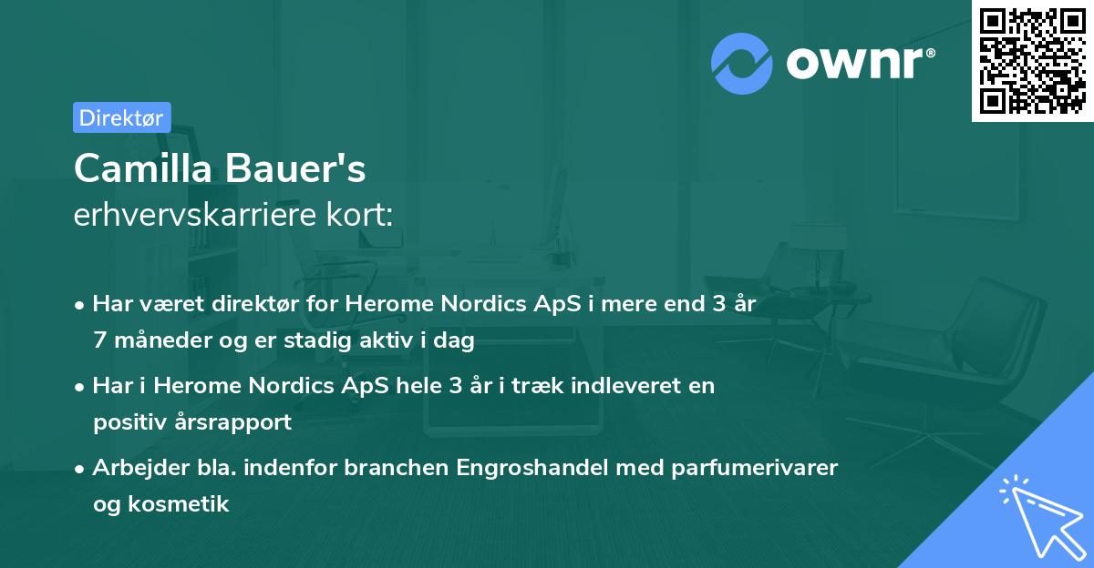 Camilla Bauer's erhvervskarriere kort