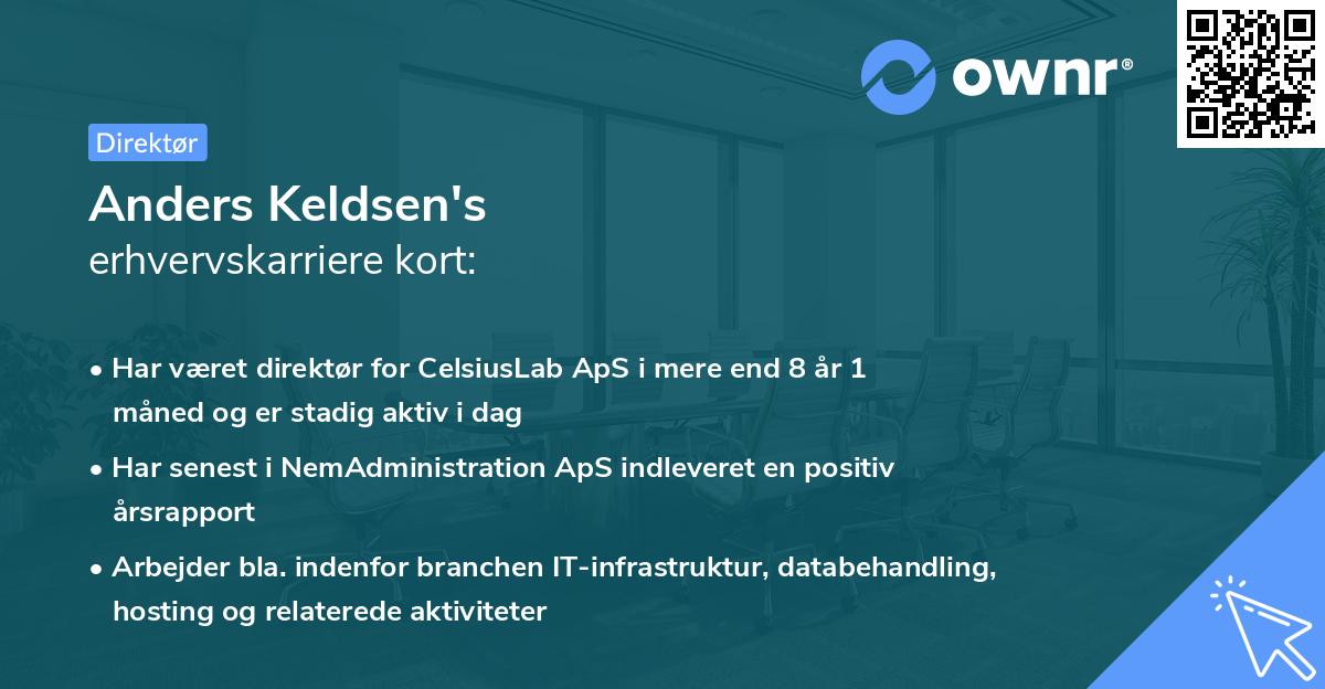 Anders Keldsen's erhvervskarriere kort