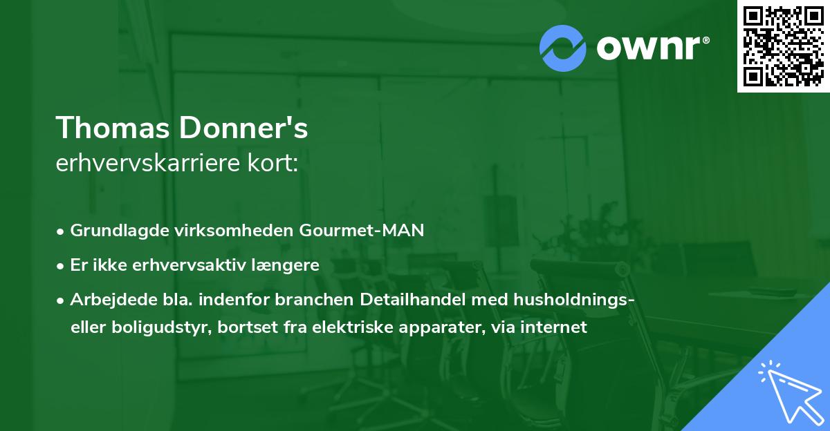 Thomas Donner's erhvervskarriere kort
