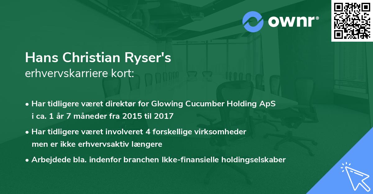 Hans Christian Ryser's erhvervskarriere kort