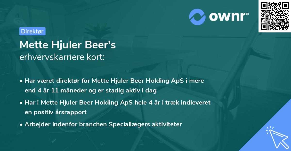 Mette Hjuler Beer's erhvervskarriere kort