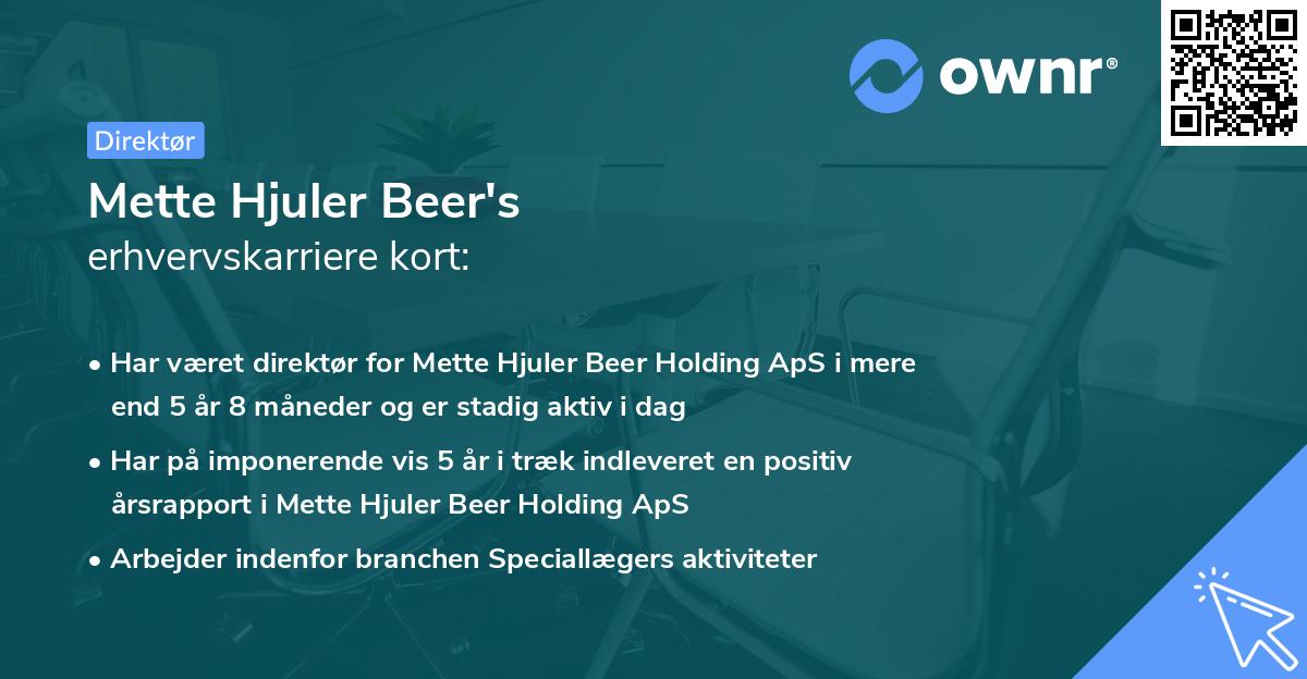 Mette Hjuler Beer's erhvervskarriere kort