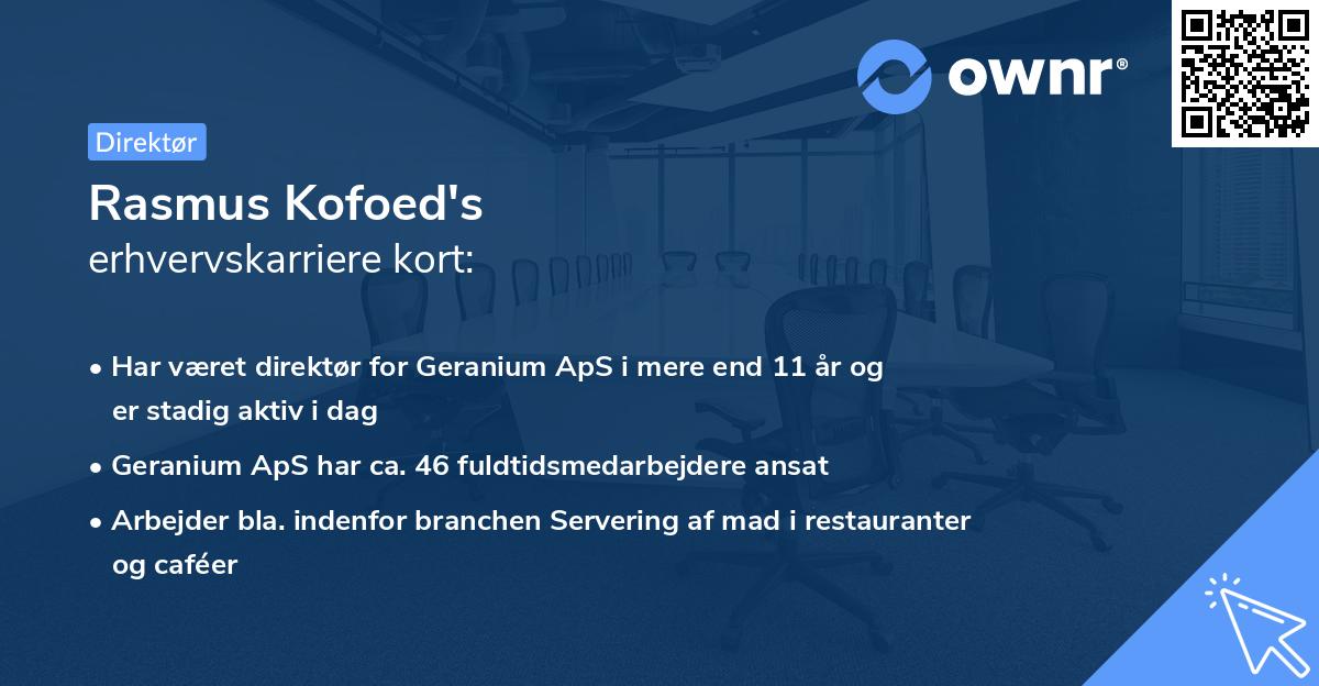 Rasmus Kofoed's erhvervskarriere kort