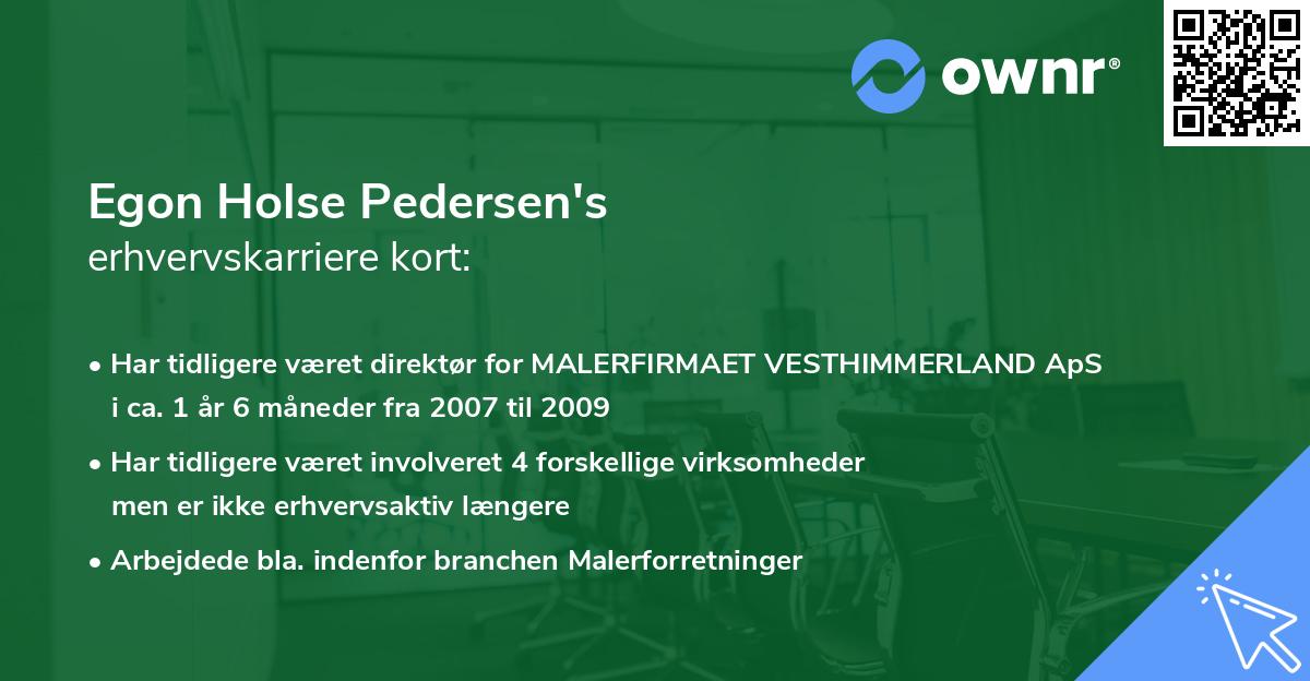 Egon Holse Pedersen's erhvervskarriere kort