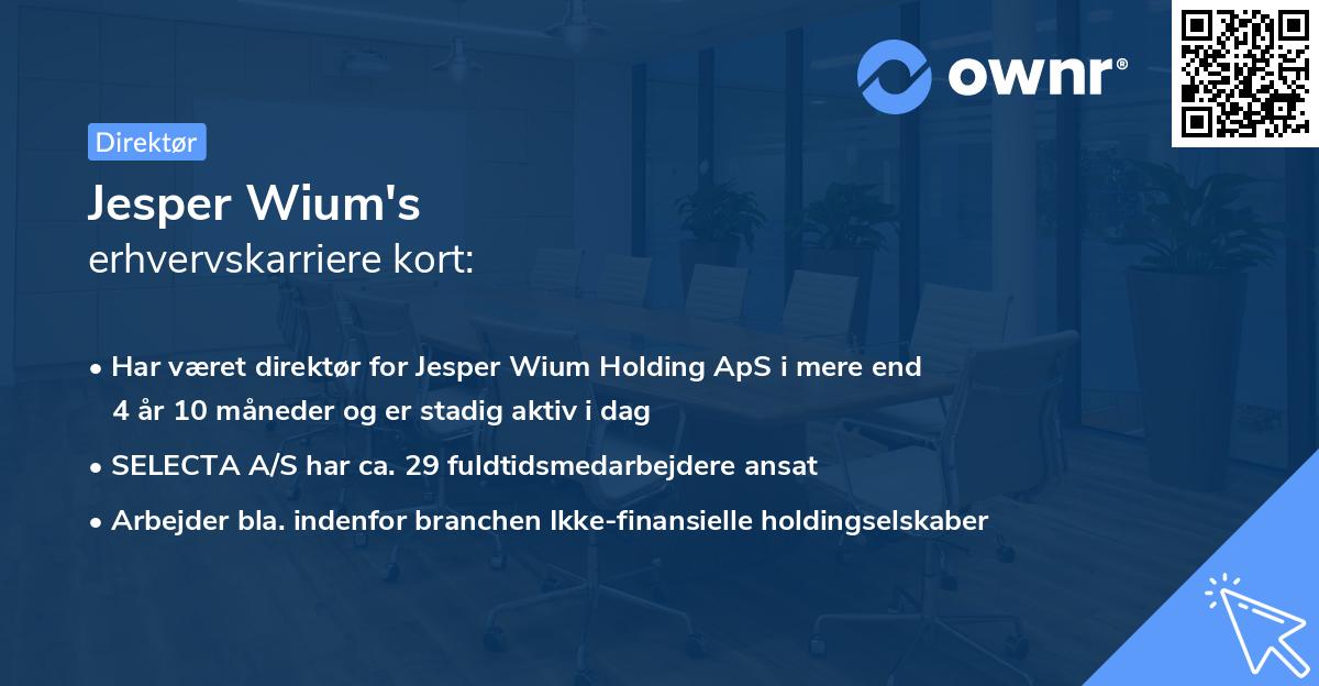 Jesper Wium's erhvervskarriere kort