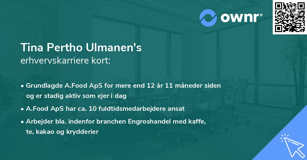 Tina Pertho Ulmanen's erhvervskarriere kort