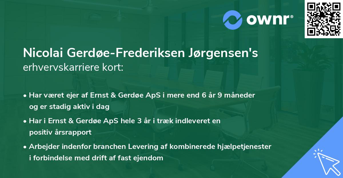 Nicolai Gerdøe-Frederiksen Jørgensen's erhvervskarriere kort