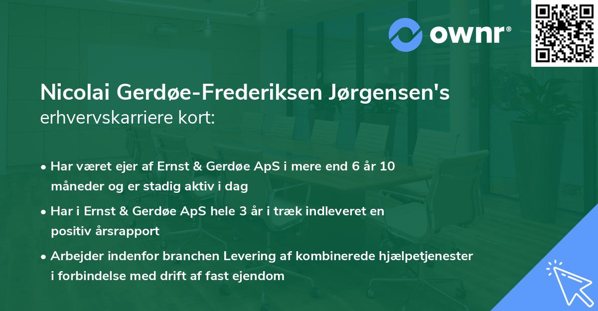 Nicolai Gerdøe-Frederiksen Jørgensen's erhvervskarriere kort