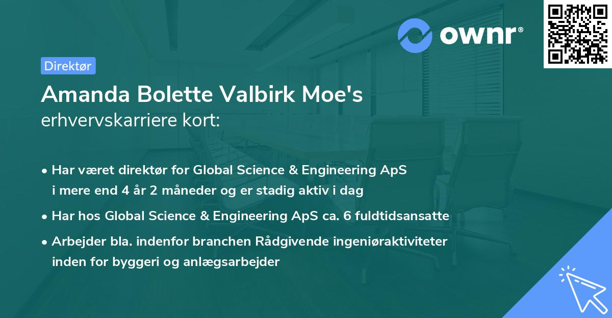 Amanda Bolette Valbirk Moe's erhvervskarriere kort