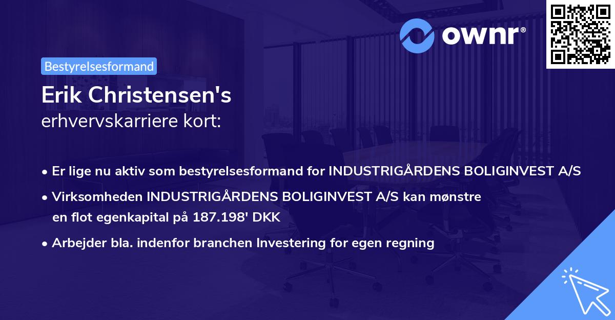 Erik Christensen's erhvervskarriere kort