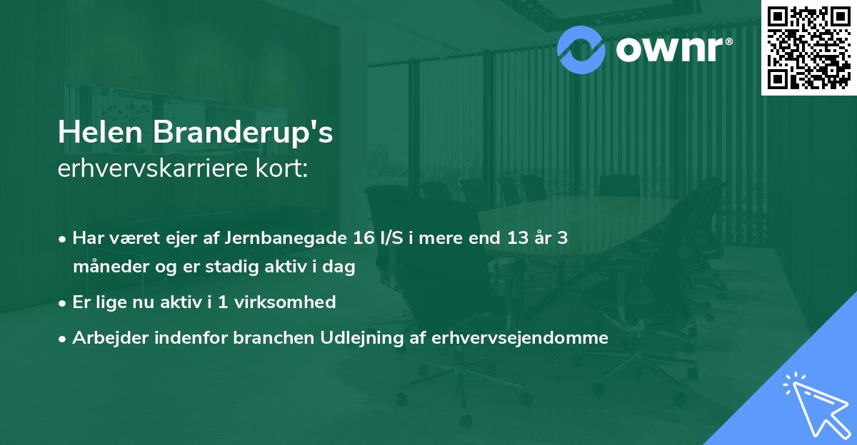 Helen Branderup's erhvervskarriere kort