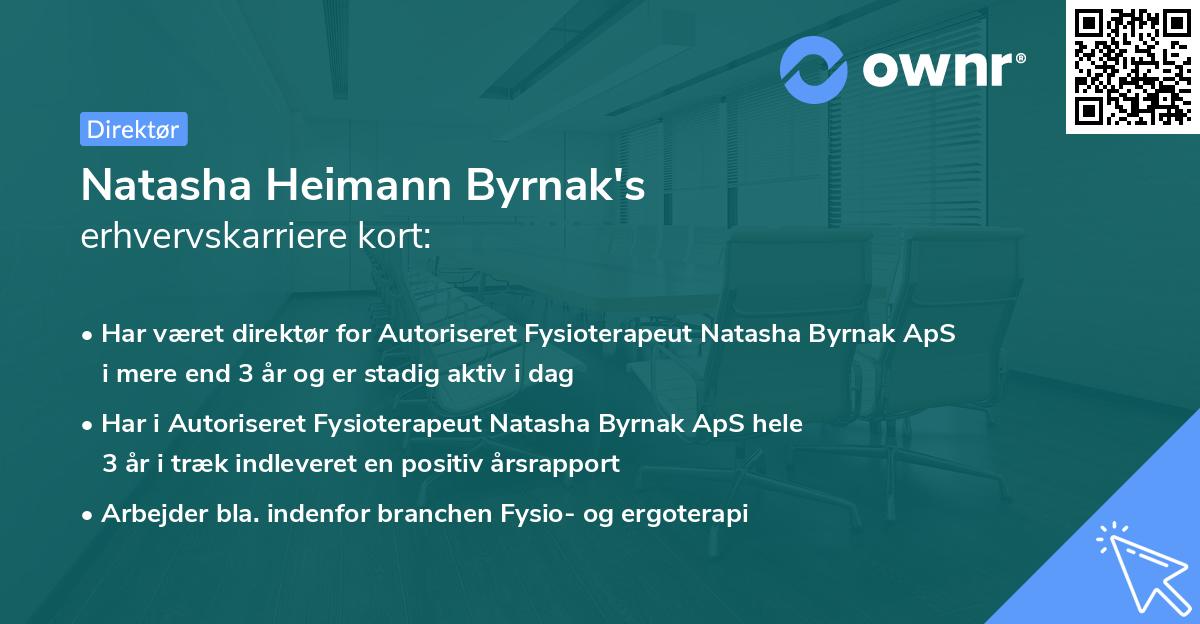 Natasha Heimann Byrnak's erhvervskarriere kort